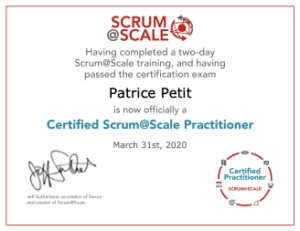 Registered Scrum at Scale Practitioner certificate